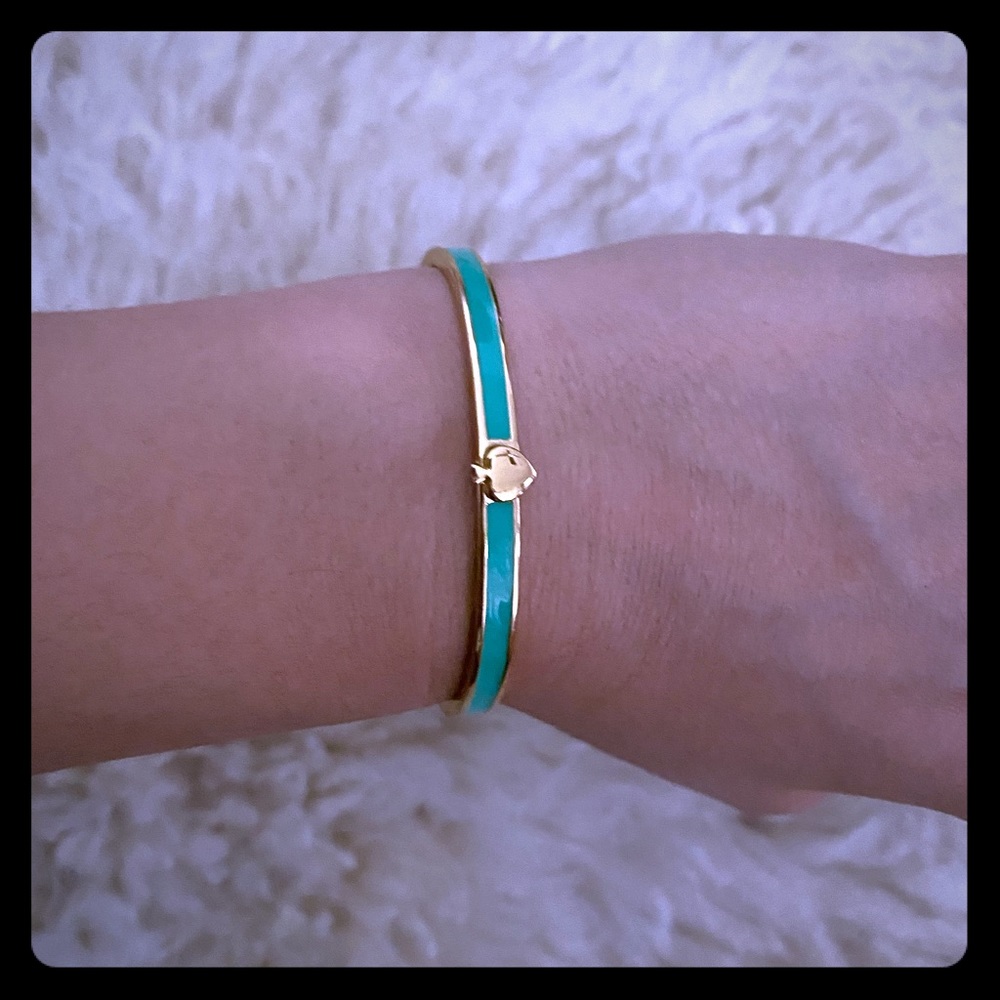 kate spade Gold-Tone Bangle with Teal Enamel